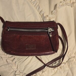 Fossil Women's Burgundy Leather Crossbody Bag